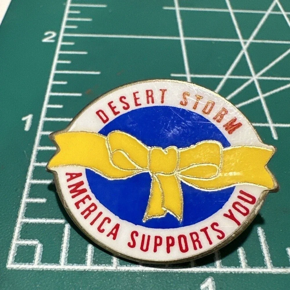 Desert Storm Pin America Supports‎ You Military Lapel Pinback Brooch